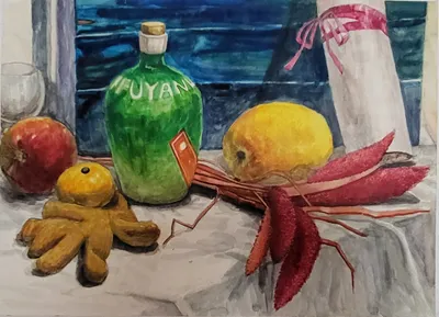 이 은지, 술병과 과일들이 있는 정물, 2007